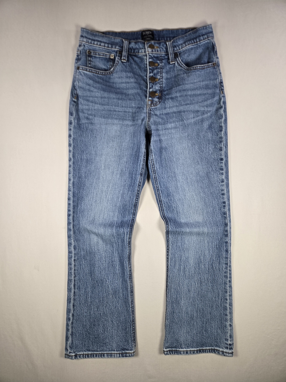 J.Crew High-Rise Flare Crop Button Fly Boot Cut Boho Jeans EUC